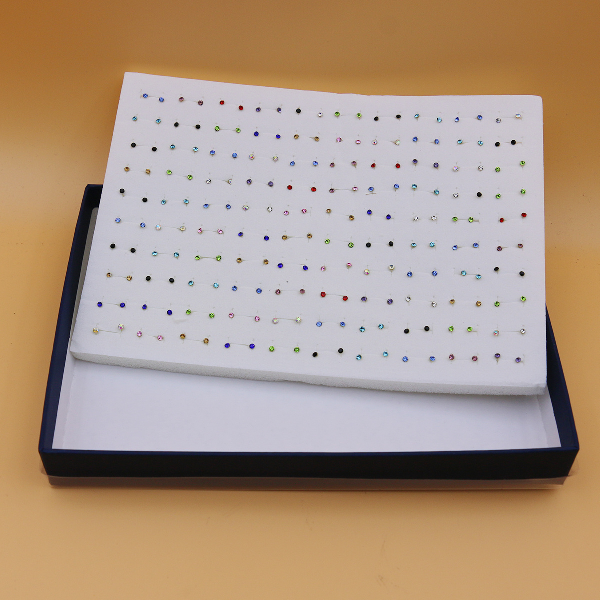 100 Pairs Colorful Rhinestones Plastic Glue Needle Earrings Set